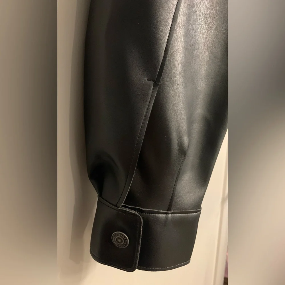 NWT Free People x We The Free Black Alexis Vegan Leather Moto Jacket size Large